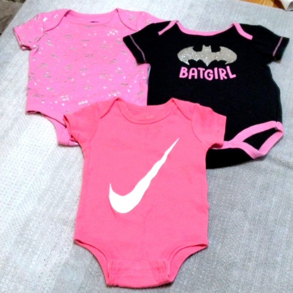 3 onesies bat girl and nike